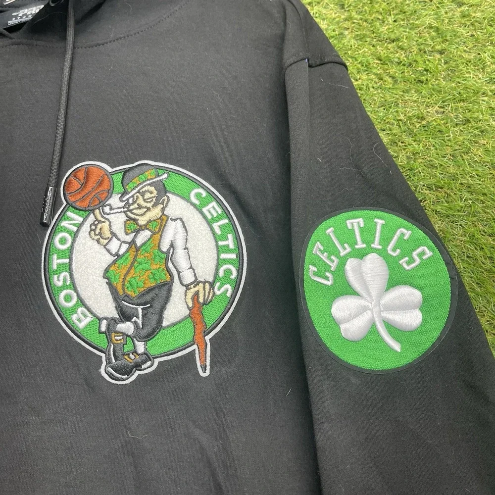 Pro Standard Boston Celtics Hoodie Mens Large Black Patches Embroidered NEW